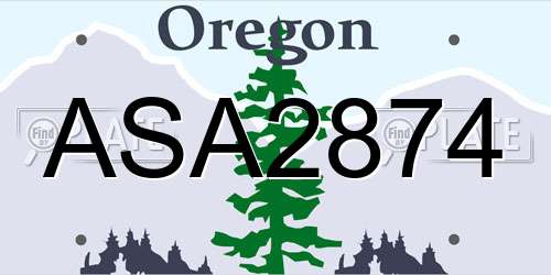 ASA2874 Oregon License Plate