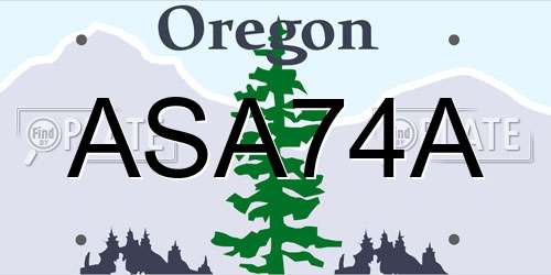 ASA74A Oregon License Plate