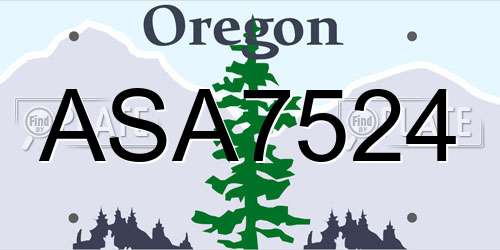 ASA7524 Oregon License Plate