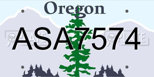 ASA7574 Oregon License Plate