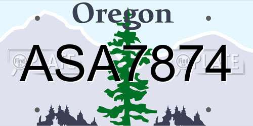 ASA7874 Oregon License Plate