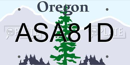 ASA81D Oregon License Plate