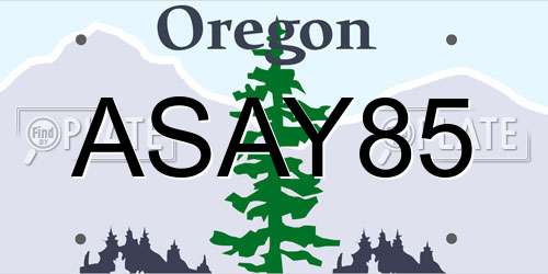 ASAY85 Oregon License Plate