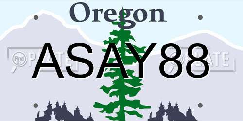 ASAY88 Oregon License Plate