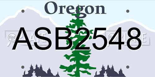 ASB2548 Oregon License Plate