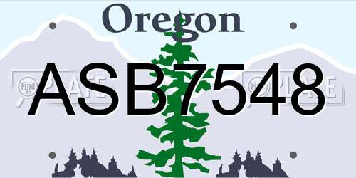 ASB7548 Oregon License Plate