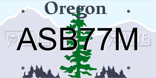 ASB77M Oregon License Plate