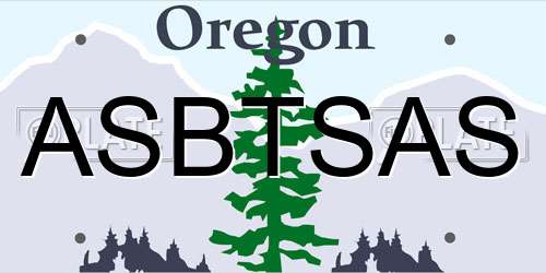 ASBTSAS Oregon License Plate