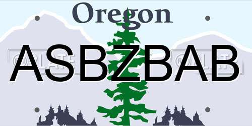 ASBZBAB Oregon License Plate