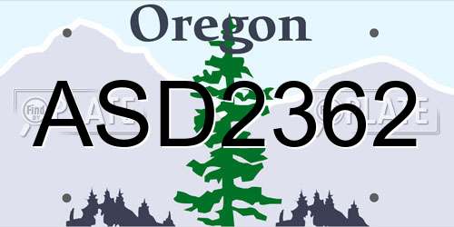 ASD2362 Oregon License Plate
