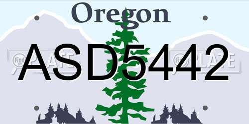 ASD5442 Oregon License Plate