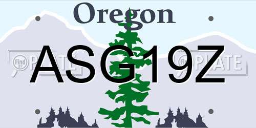 ASG19Z Oregon License Plate