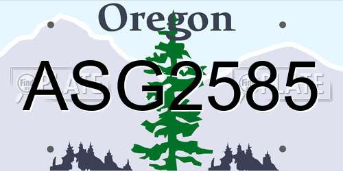 ASG2585 Oregon License Plate
