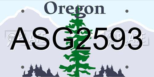 ASG2593 Oregon License Plate