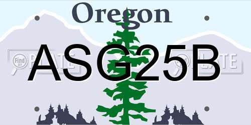 ASG25B Oregon License Plate