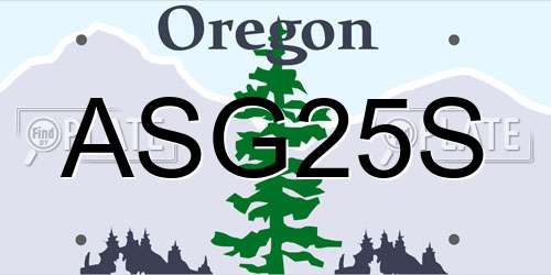 ASG25S Oregon License Plate