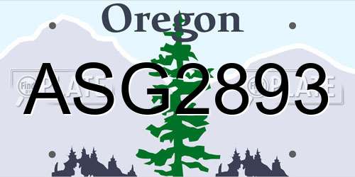 ASG2893 Oregon License Plate