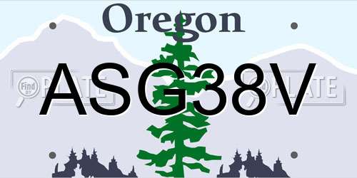 ASG38V Oregon License Plate