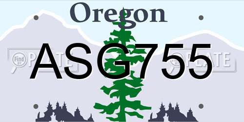 ASG755 Oregon License Plate