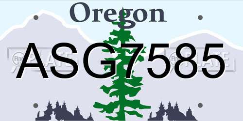 ASG7585 Oregon License Plate