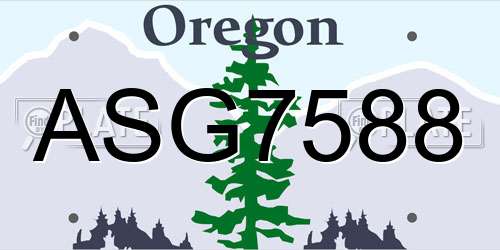 ASG7588 Oregon License Plate