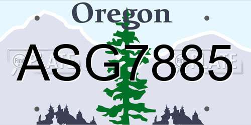 ASG7885 Oregon License Plate