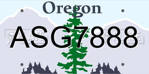 ASG7888 Oregon License Plate
