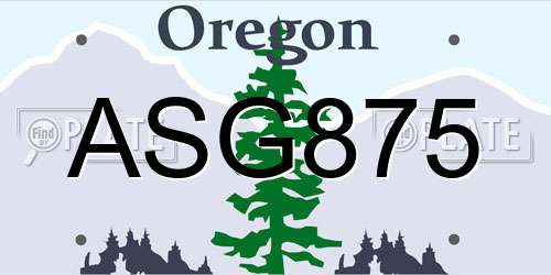 ASG875 Oregon License Plate