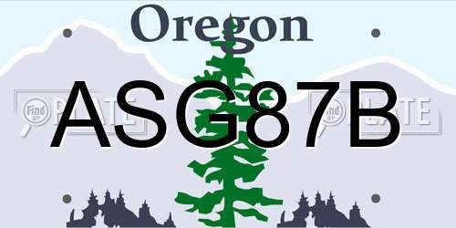 ASG87B Oregon License Plate