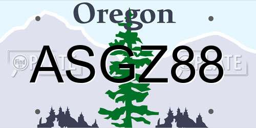 ASGZ88 Oregon License Plate