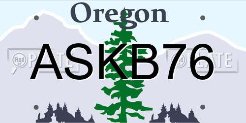 ASKB76 Oregon License Plate