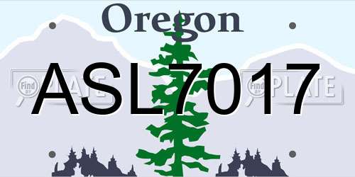 ASL7017 Oregon License Plate
