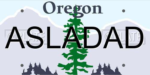 ASLADAD Oregon License Plate