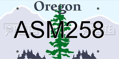 ASM258 Oregon License Plate
