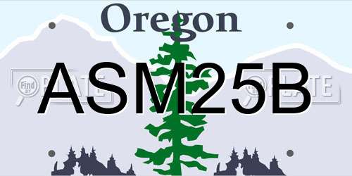 ASM25B Oregon License Plate