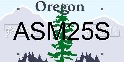 ASM25S Oregon License Plate