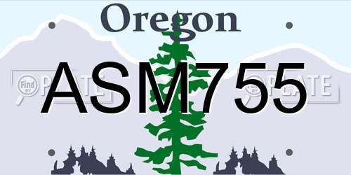 ASM755 Oregon License Plate