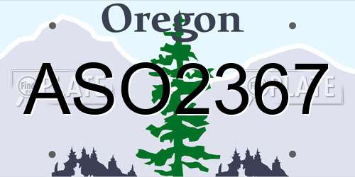 ASO2367 Oregon License Plate