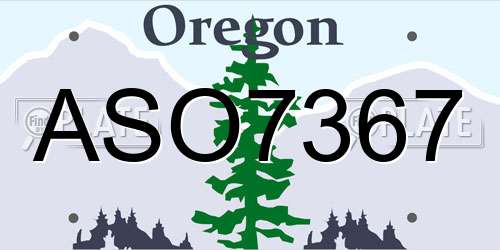 ASO7367 Oregon License Plate