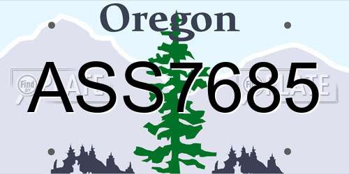 ASS7685 Oregon License Plate