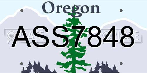 ASS7848 Oregon License Plate
