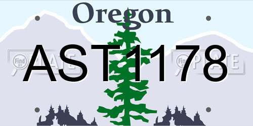 AST1178 Oregon License Plate