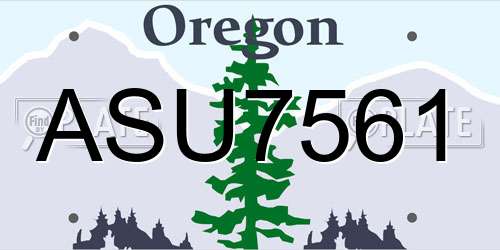 ASU7561 Oregon License Plate