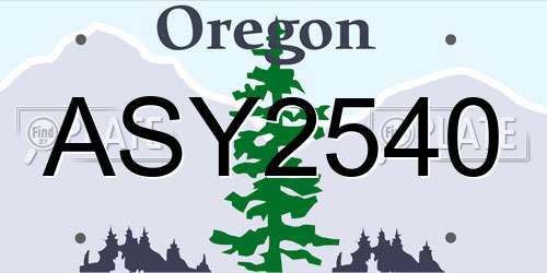 ASY2540 Oregon License Plate