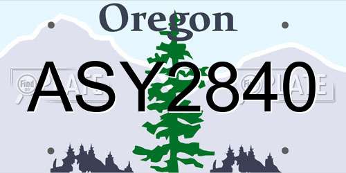 ASY2840 Oregon License Plate