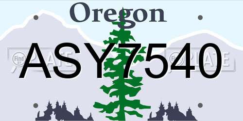 ASY7540 Oregon License Plate