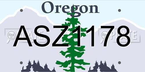ASZ1178 Oregon License Plate