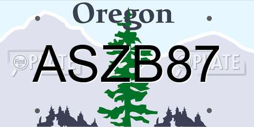 ASZB87 Oregon License Plate
