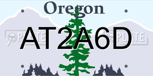 AT2A6D Oregon License Plate