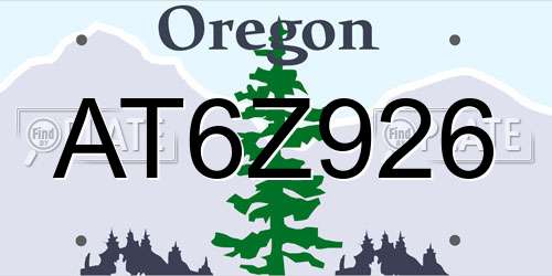AT6Z926 Oregon License Plate
